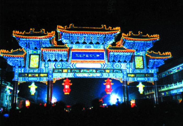 正定县历史文化街牌楼夜景